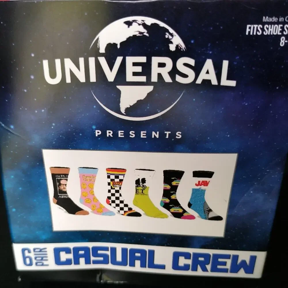 Universal Studios Casual Crew Socks-6 Pairs